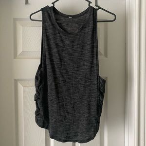 Heathered Grey lululemon tank with cute design on sides.